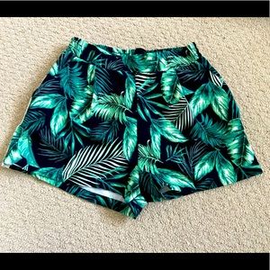 Tropical Palm Plant Leaf Shorts size small